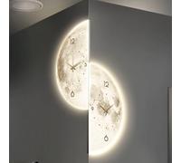 HOLGVE Horloge Murale 3D avec Motif Lune Et Anneau LED, Tableau Décoratif d'angle Semi-Circulaire for Entrée, Décoration Murale for Salon, Chambre, Couloir(White-3,7.8x19.6in/20x40cm)