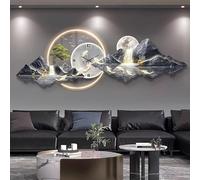 HOLGVE Horloge Murale Décorative 3D avec Éclairage LED, Paysage de Montagne lluminé, Tableau a Suspendre sur Secteur for Chambre, Entrée, Salon(Blue-2,19.6x59in/50x150cm)