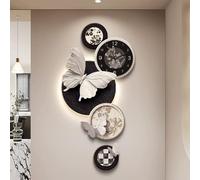 HOLGVE Horloge Murale Décorative 3D avec Lumière LED, Sculpture Murale en Grès, Tableau Décoratif Suspendu, Lampe Murale for Salon, Entrée Ou Couloir(Black-1,27.5x55.1in/70x140cm)