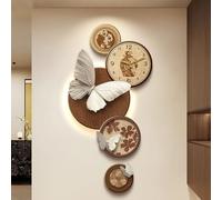 HOLGVE Horloge Murale Décorative 3D avec Lumière LED, Sculpture Murale en Grès, Tableau Décoratif Suspendu, Lampe Murale for Salon, Entrée Ou Couloir(Brown-2,15.7x31.4in/40x80cm)