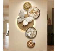 HOLGVE Horloge Murale Décorative 3D avec Lumière LED, Sculpture Murale en Grès, Tableau Décoratif Suspendu, Lampe Murale for Salon, Entrée Ou Couloir(Brown-1,23.6x47.2in/60x120cm)