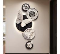 HOLGVE Horloge Murale Décorative 3D avec Lumière LED, Sculpture Murale en Grès, Tableau Décoratif Suspendu, Lampe Murale for Salon, Entrée Ou Couloir(Black -2,27.5x55.1in/70x140cm)