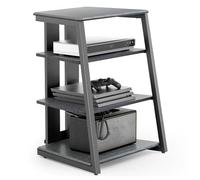 HOLGVE Meuble TV À 4 Niveaux, Étagère Audio en Bois Réglable en Hauteur, Meuble Stéréo avec Rangement for Prises, Meuble TV Ouvert(Nero)