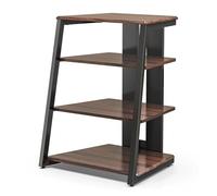 HOLGVE Rack Audio, Meuble HiFi a 4 Niveaux avec Étagère en Bois Réglable en Hauteur, Meuble Stéréo avec Support pour Multiprise(Brown)