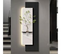 HOLGVE Sculpture Murale 3D en Grès, Végétation Réaliste avec Éclairage LED, Décoration Murale 3D en Grès, Idéale for Les Espaces Modernes Et Inspirés par La Nature.(Black-1,150x50cm/59x19.7in)