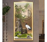 HOLGVE Sculpture Murale Lumineuse 3D Feng Shui, Sculptures Murales Suspendues avec Lumière LED, Lampe Murale Placer Derrière Un Canapé, for Salon, Couloir(Green-2,80x40cm/31.4x15.7in)