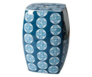 HOLGVE Tabouret de Jardin Décoratif en Céramique, Tabouret D'appoint Vitré, Intérieur et Extérieur, Tabouret de Jardin en Porcelaine Bleue et Blanche, Salon, Salon de Jardin, Patio