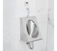HOLGVE Urinoir Mural a Capteur Intelligent, Urinoirs pour Hommes, Urinoirs a Chasse d'eau, Toilettes Publiques Commerciales, avec Robinet de Chasse et Tuyau D'évacuation(Wall,Sensor C)