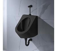 HOLGVE Urinoir Mural en Acier Inoxydable 304 pour Hommes, Urinoirs Anti-éclaboussures avec Robinet Chasse d'eau, Urinoir pour Toilettes Publiques, pour Salles de Bains(Nero,Wall Row)
