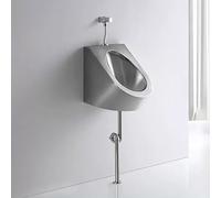 HOLGVE Urinoir Mural en Acier Inoxydable 304 pour Hommes, Urinoirs Anti-éclaboussures avec Robinet Chasse d'eau, Urinoir pour Toilettes Publiques, pour Salles de Bains(Silver,Ground Row)