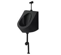 HOLGVE Urinoir Mural en Acier Inoxydable 304 pour Hommes, Urinoirs Anti-éclaboussures avec Robinet de Chasse d'eau, Urinoir pour Toilettes Publiques a Chasse d'eau(Nero,Ground Row)