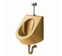 HOLGVE Urinoir Mural en Acier Inoxydable 304 pour Hommes, Urinoirs Anti-éclaboussures avec Robinet de Chasse d'eau, Urinoir pour Toilettes Publiques a Chasse d'eau(Gold,Wall Row)