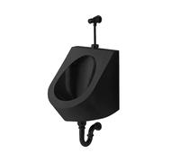 HOLGVE Urinoir Mural en Acier Inoxydable 304 pour Hommes, Urinoirs Anti-éclaboussures avec Robinet de Chasse d'eau, Urinoir pour Toilettes Publiques a Chasse d'eau(Nero,Wall Row)