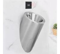 HOLGVE Urinoir Mural Rond Capteur en Acier Inoxydable 304, Urinoir pour Homme, Urinoirs Commercial Anti-éclaboussures, pour Maison, Hôtel, Bar Ou Aéroport(Silver,Tempered Glass Sensor)
