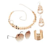 Holibanna 1 Ensemble De Lunettes De Soleil Sans Monture Pour Femme Style Hippie Bracelet En Fil Métallique Accessoires Années 70 Accessoires Années 70 Lunettes De Soleil Sans Monture