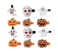 Holibanna 12 pièces Accessoires de Coiffure Halloween Épingles à Cheveux Fantômes Citrouilles et Crânes pour Garçon Fille pour Déguisements et Fêtes