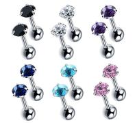 Holibanna 12 pièces Boucles Oreilles Acier Inoxydable Zircon Multicolore pour Piercing Cartilage Tragus Helix Bijoux