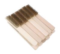 Holibanna 12 pièces Brosse Métallique à Manche Bois Poils Cuivre Plaqué pour Nettoyage sans Rayures Outil Résistant pour Enlever Rouille et Poussière Set de Petites Brosses Polyvalentes