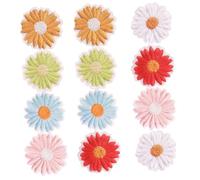 Holibanna 12 pièces Lot de Patchs Thermocollants Marguerites Appliques Brodées Autocollantes pour Vêtements Accessoires DIY Réparation et Décoration de Vestes Jeans Sacs et Chapeaux