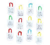 Holibanna 12 pièces Pliable Non Tissé pour Garçon Fille à Main Portable DIY pour Coloriage et Graffiti Capacité Importante pour Courses et Activités Extérieures Motifs Variés