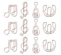 Holibanna 12 Trombones en Métal Or de Notes de Musique, 12pcs Marque-pages Créatifs pour Organiser Documents et Marquer Pages, Style Mixte Original Plusieurs styles