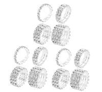 Holibanna 12pièces Bagues Éblouissantes Rhinestones Anneaux à Empiler Pour Mariage Fiançailles Et Bijoux Fantaisie Ajustables Et Confortables