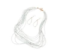 Holibanna 1ensemble Parure Avec Collier Et Boucles Oreilles Perles De Rocaille Élégant Pour Femmes Accessoires De Mode Idéals Pour Mariages Et Soirées Blanc