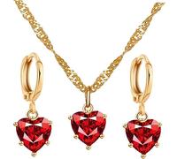 Holibanna 1ensemble Set De Bijoux Femme Zirconium Collier Et Boucles Oreilles Forme De Cœur Pour Événements Spéciaux Et Célébrations