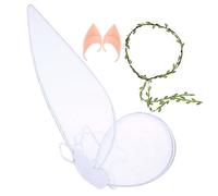 Holibanna 1ensemble Set De Diadème De Fleurs Avec Ailes De Et Oreilles De Fée Pour Fête De Princesse Accessoire De Performance Pour Adultes