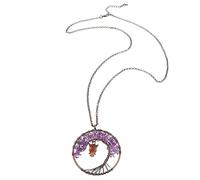 Holibanna 1pièce Collier Femme Arbre De Vie Pierre Naturelle Avec Pendentif Hibou Améthyste Bijoux Créatifs Élégants Pour Toutes Occasions