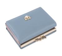 Holibanna 1pièce Portefeuille Pliable Cuir PU à Main Court Multi- avec Compartiments pour Photos Et Bleu