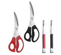 Holibanna 2 Ensembles Ciseaux de Cuisine Réutilisables Acier Inoxydable avec Pince à Barbecue Ensemble de Noir et Rouge pour Cuisine Restaurant et Barbecue