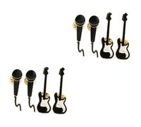Holibanna 2 Ensembles Guitare Microphone Broche Policier Broche s De Guitare s De Microphone Épingle À Nourrice Femmes s Épingle Décorative Noir Alliage 4 Pièces * 2