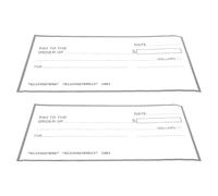 Holibanna 2 Faux Chèques Géants à Écrire et Effacer Facilement, Surface Effaçable à Sec, Papier Enduit Blanc, Lot de 2 pour Blagues, Mariages et Présentations