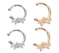 Holibanna 2 paires Bijoux Oreille Cuff Fleur Zirconium Boucle Oreille Non Percée Faux Clip Cartilage Design Élégant pour Femmes et Adolescentes et Or