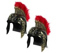 Holibanna 2 Pièces Casque Médiéval Romain et avec Plume Rouge et Motif Lion Doré Accessoire Cosplay pour Soldats et pour Fêtes et Historiques Lot