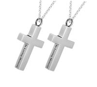 Holibanna 2 Pièces Collier Croix Cendres Acier Inoxydable Pendentif Urne Funéraire Ajustable Homme Femme Souvenir