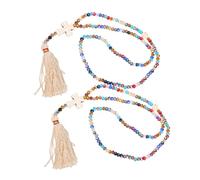 Holibanna 2 pièces Collier Croix Coloré avec Pendentif Croix et Glands Chaîne Clavicule Élégante pour Prière et Accessoires Religieuses