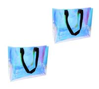 Holibanna 2 Pièces fourre-Tout irisé Plage de Sport fourre-Tout extérieur Cartable School Bag Pochette fourre-Tout pour Faire du Shopping à Main PVC étanche