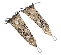 Holibanna 2 Pièces Gants sans Doigts Dentelle Steampunk Dorée avec Perles et Ornements Gothiques Manchettes Bracelet Respirantes pour Femmes Accessoire Vintage pour Mariage Halloween et