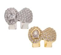 Holibanna 2 Pièces Hip Hop Teeth Grills Shiny Tooth Caps With Zirconia Sparkling Design Comfortable Fit Mouth Jewelry For Men Women