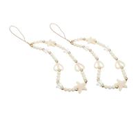 Holibanna 2 pièces Lanière Téléphone Acrylique Étoile Creuse et Perles Chaîne Anti-perte Portable Lanière Poignet Mode Blanche Décoration Polyvalente