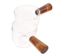 Holibanna 2 Pièces Tasse de lait à poignée en bois tasse à café avec anse tasse à mesurer expresso gobelet doseur avec bec verseur gobelet doseur expresso tasse à expresso avec anse hêtre