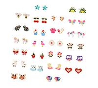 Holibanna 24paires Boucles Oreilles Clip Non-percées Pour Femmes Éléments Animaux Et Fleurs Colorées