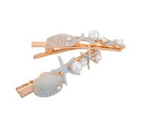 Holibanna 2pièces Barrette Étoile Coquillage Artificiel Avec Perles Pour Cheveux Accessoire De Coiffure Pour Femmes Pour Mariages Et Plages Pince à Cheveux Élégante