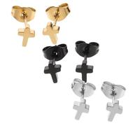 Holibanna 3 Paires Boucles Oreilles Clous Croix en Acier Inoxydable Hip Hop Minimalistes pour Femmes et Hommes de Bijoux Oreille Cartilage Hypoallergénique Accessoires Discrets et Stylés