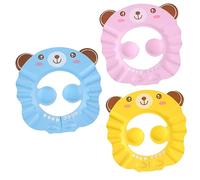 Holibanna 3 pièces Chapeau de Garçon Fille Ajustable Ensemble de Casquettes Imperméables pour Lavage de Cheveux Protection des Yeux Oreilles Accessoires de Bain Rose Jaune Bleu