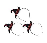 Holibanna 3 Pièces Halloween Witch Hat Headband With Floral Decoration Adjustable Party Hair Accessories For And Adults Lightweight Cosplay Costume Hairband