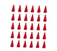 Holibanna 30 pièces Pompons Coton avec Anneau Alliage Pendentifs Mini Glands pour DIY Bijoux Marque-Pages Sacs et Accessoires de Mode Couleur Rose Vin