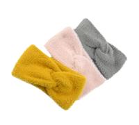 Holibanna 3pièces Headband Furry Winter Ear Warmer for Women Cozy Knotted Knit Headbands Grey and Ginger